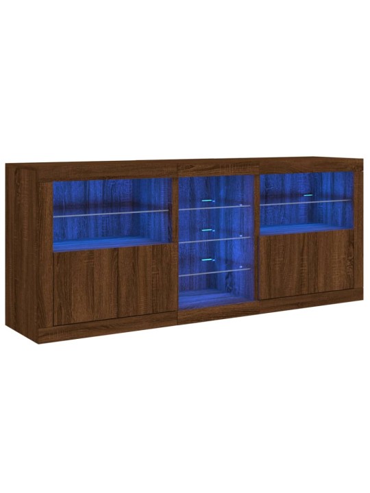 Kumode ar led lampiņām, ozolkoka krāsa, 162x37x67 cm
