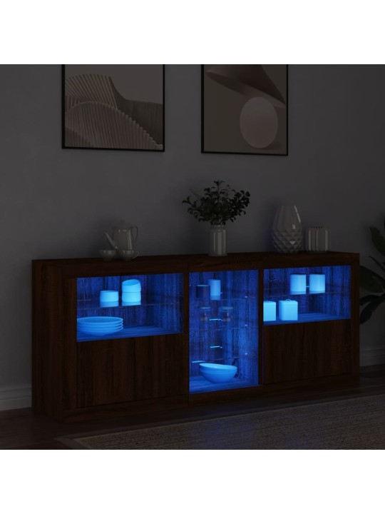 Kumode ar led lampiņām, ozolkoka krāsa, 162x37x67 cm