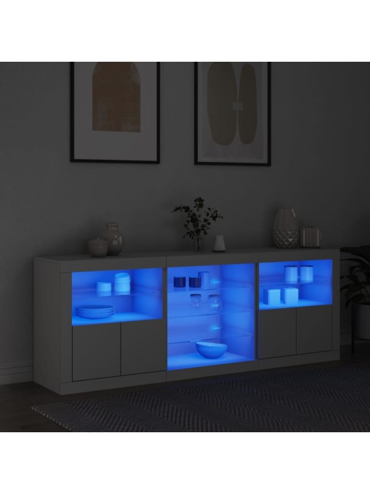 Kumode ar led lampiņām, balta, 181,5x37x67 cm