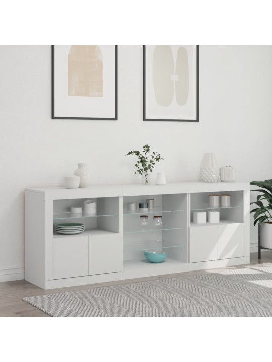 Kumode ar led lampiņām, balta, 181,5x37x67 cm