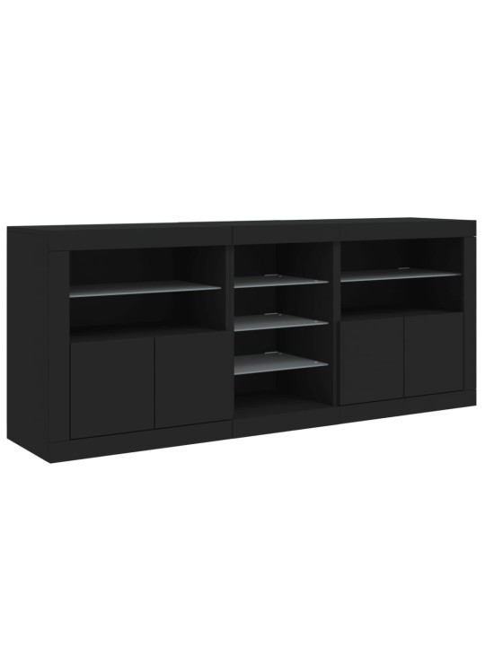 Kumode ar led lampiņām, melna, 181,5x37x67 cm