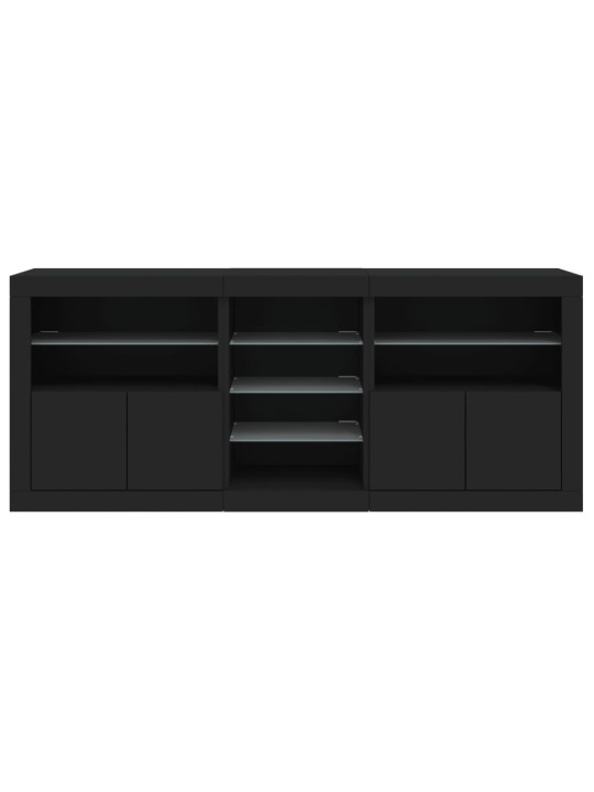Kumode ar led lampiņām, melna, 181,5x37x67 cm