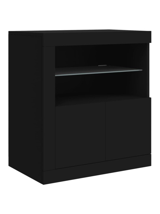 Kumode ar led lampiņām, melna, 181,5x37x67 cm