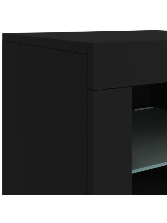 Kumode ar led lampiņām, melna, 181,5x37x67 cm