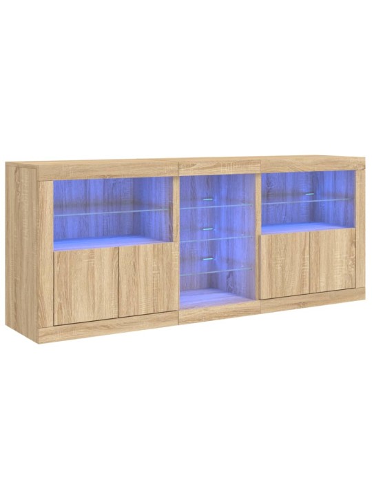 Kumode ar led lampiņām, ozolkoka krāsa, 181,5x37x67 cm