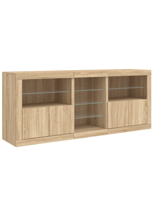 Kumode ar led lampiņām, ozolkoka krāsa, 181,5x37x67 cm