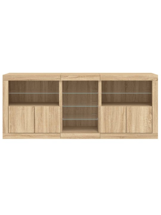 Kumode ar led lampiņām, ozolkoka krāsa, 181,5x37x67 cm