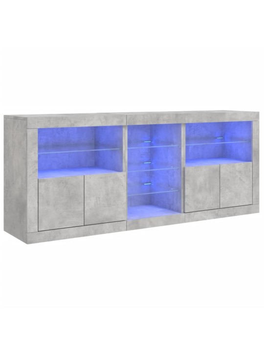 Kumode ar led lampiņām, betona pelēka, 181,5x37x67 cm