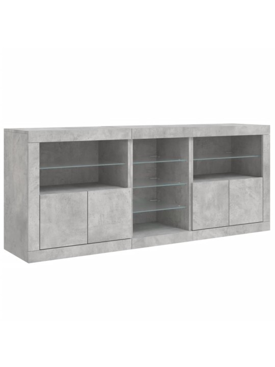 Kumode ar led lampiņām, betona pelēka, 181,5x37x67 cm