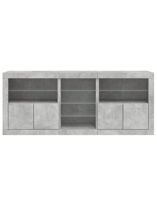 Kumode ar led lampiņām, betona pelēka, 181,5x37x67 cm
