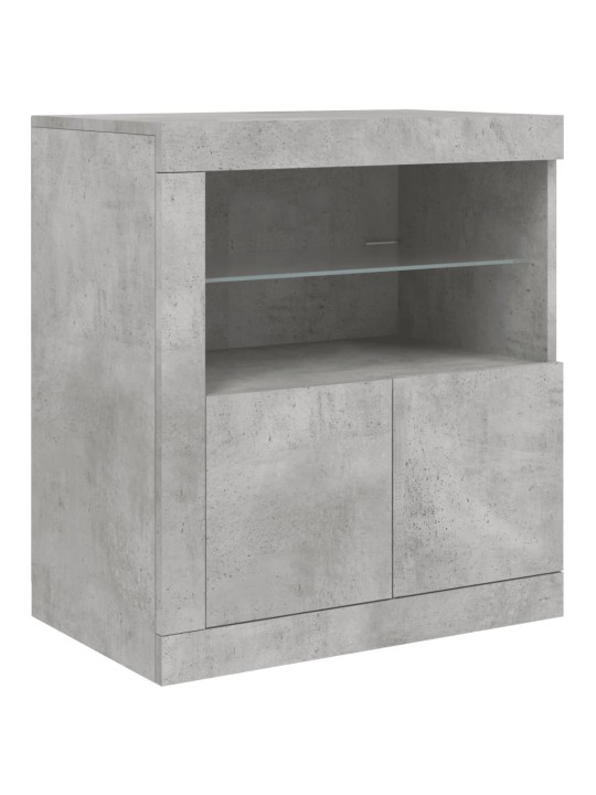 Kumode ar led lampiņām, betona pelēka, 181,5x37x67 cm