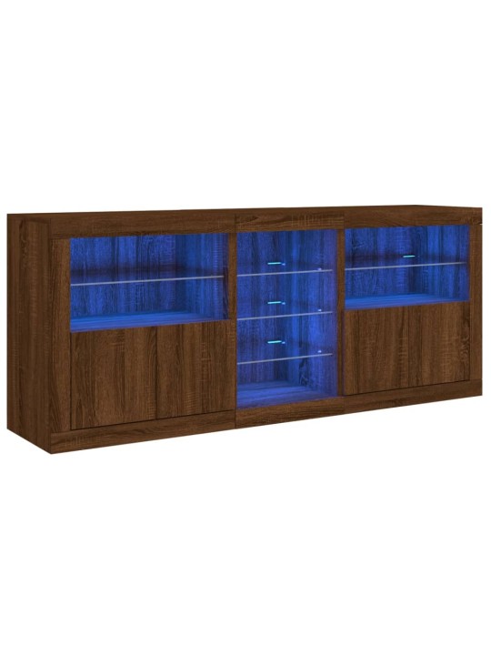 Kumode ar led lampiņām, brūna koka krāsa, 181,5x37x67 cm