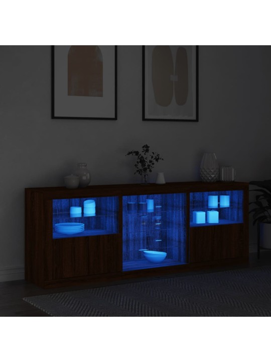 Kumode ar led lampiņām, brūna koka krāsa, 181,5x37x67 cm