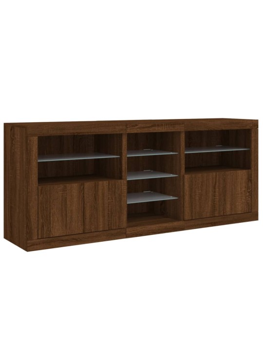Kumode ar led lampiņām, brūna koka krāsa, 181,5x37x67 cm