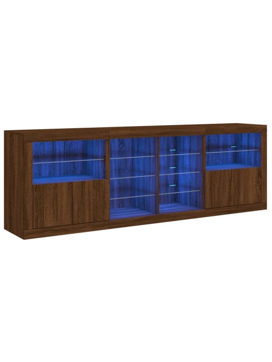 Kumode ar led lampiņām, brūna koka krāsa, 202x37x67 cm