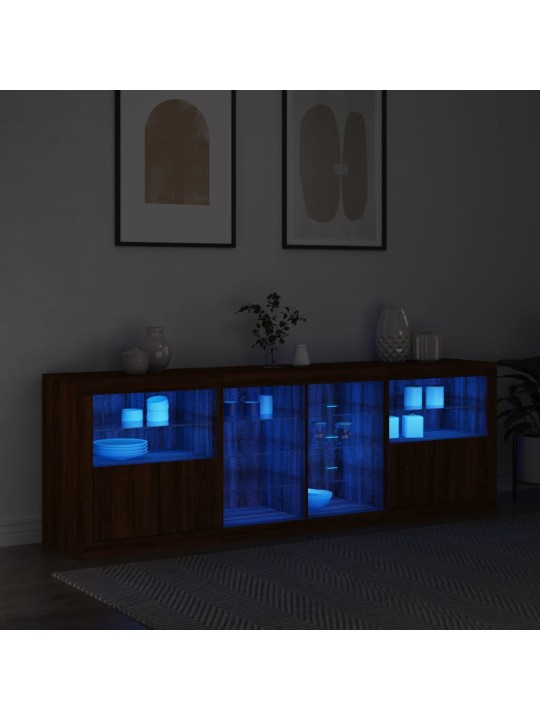 Kumode ar led lampiņām, brūna koka krāsa, 202x37x67 cm