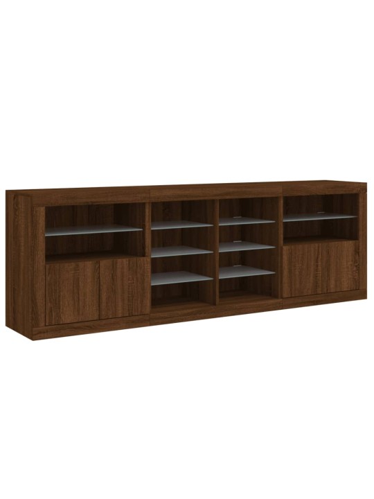 Kumode ar led lampiņām, brūna koka krāsa, 202x37x67 cm