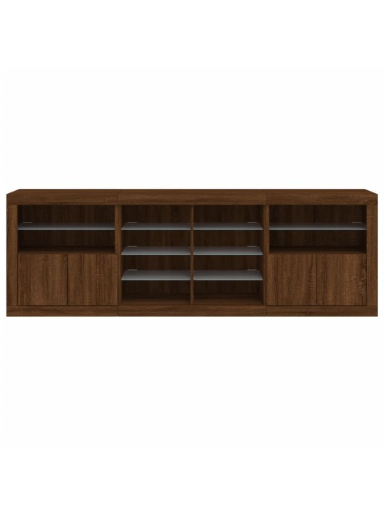 Kumode ar led lampiņām, brūna koka krāsa, 202x37x67 cm