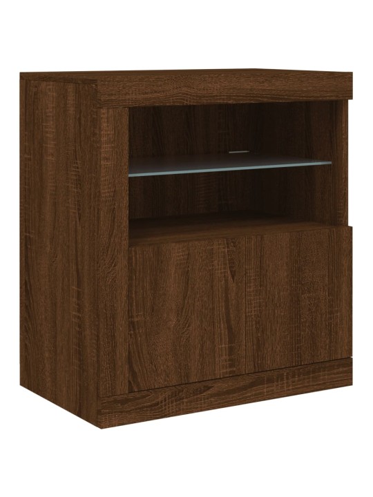 Kumode ar led lampiņām, brūna koka krāsa, 202x37x67 cm