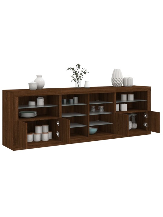 Kumode ar led lampiņām, brūna koka krāsa, 202x37x67 cm