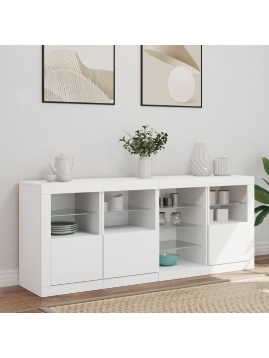 Kumode ar led lampiņām, 164x37x67 cm, balta