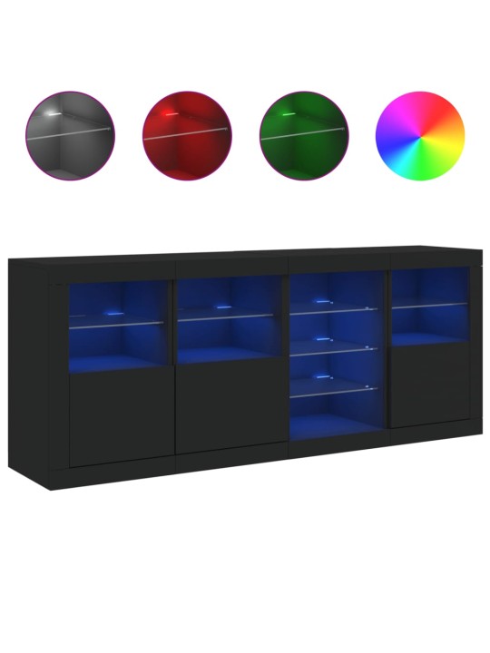 Kumode ar led lampiņām, melna, 164x37x67 cm