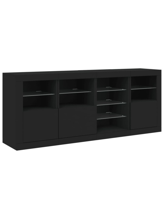 Kumode ar led lampiņām, melna, 164x37x67 cm