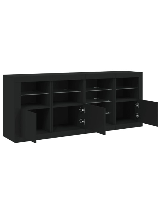 Kumode ar led lampiņām, melna, 164x37x67 cm