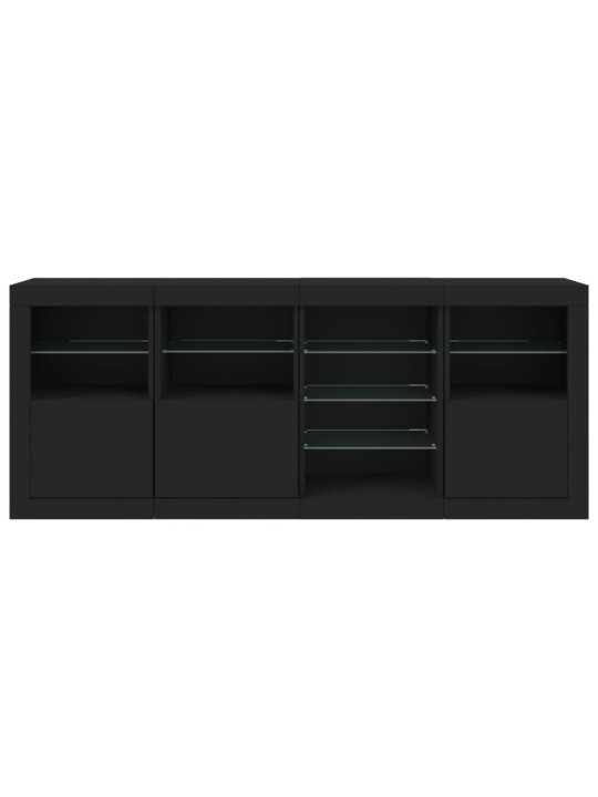 Kumode ar led lampiņām, melna, 164x37x67 cm