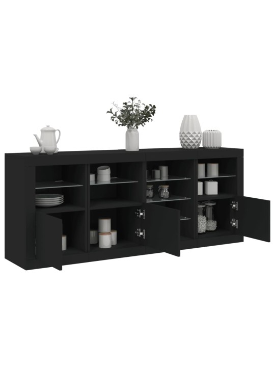 Kumode ar led lampiņām, melna, 164x37x67 cm