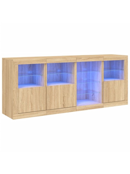 Kumode ar led lampiņām, ozolkoka krāsa, 164x37x67 cm