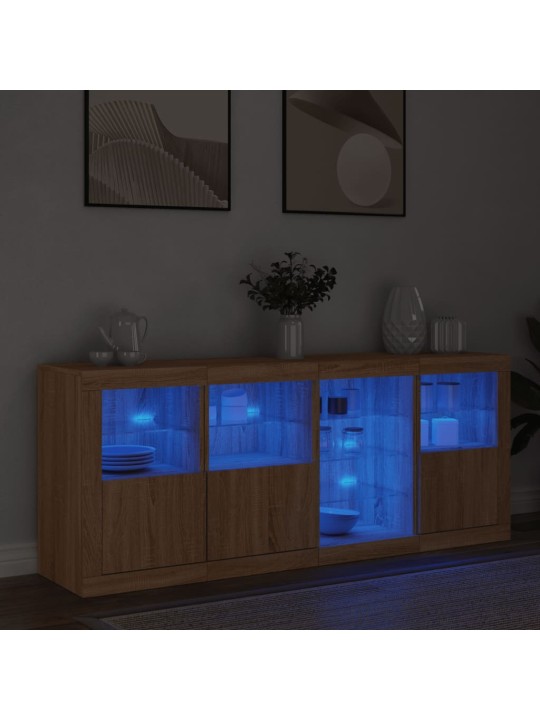 Kumode ar led lampiņām, ozolkoka krāsa, 164x37x67 cm