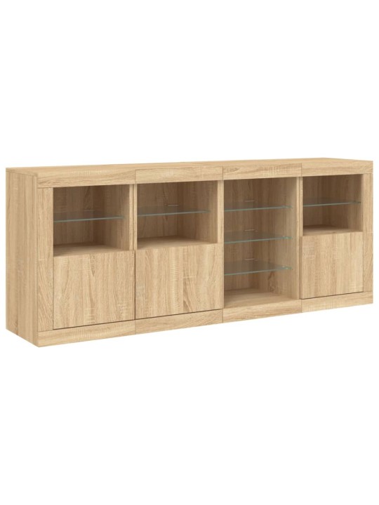 Kumode ar led lampiņām, ozolkoka krāsa, 164x37x67 cm