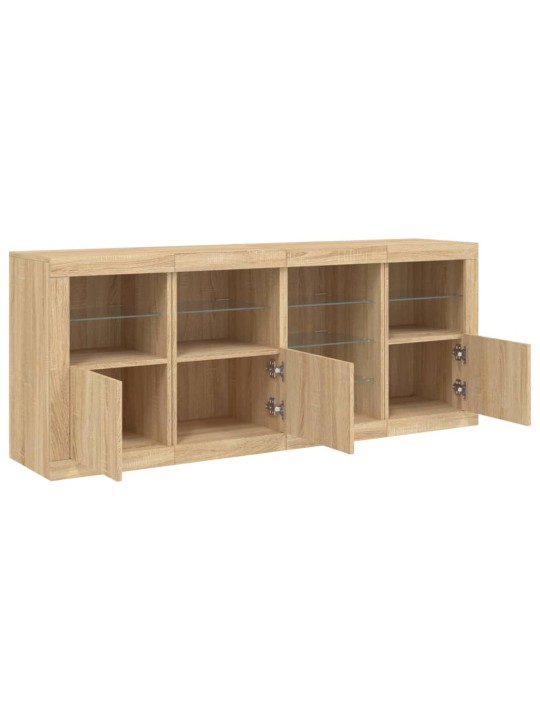 Kumode ar led lampiņām, ozolkoka krāsa, 164x37x67 cm