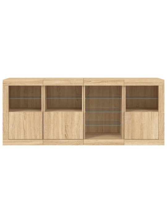 Kumode ar led lampiņām, ozolkoka krāsa, 164x37x67 cm
