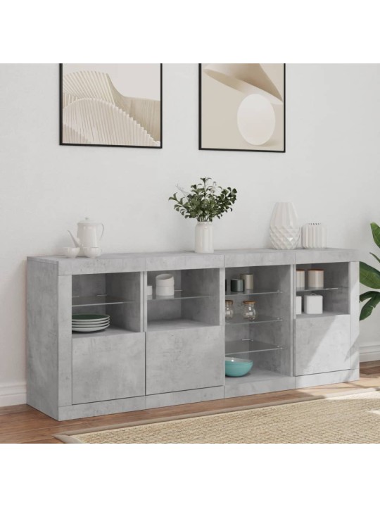 Kumode ar led lampiņām, betona pelēka, 164x37x67 cm