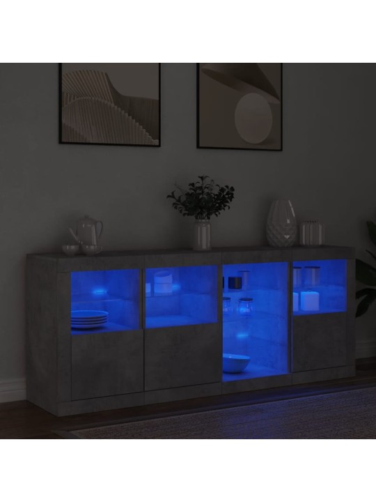 Kumode ar led lampiņām, betona pelēka, 164x37x67 cm