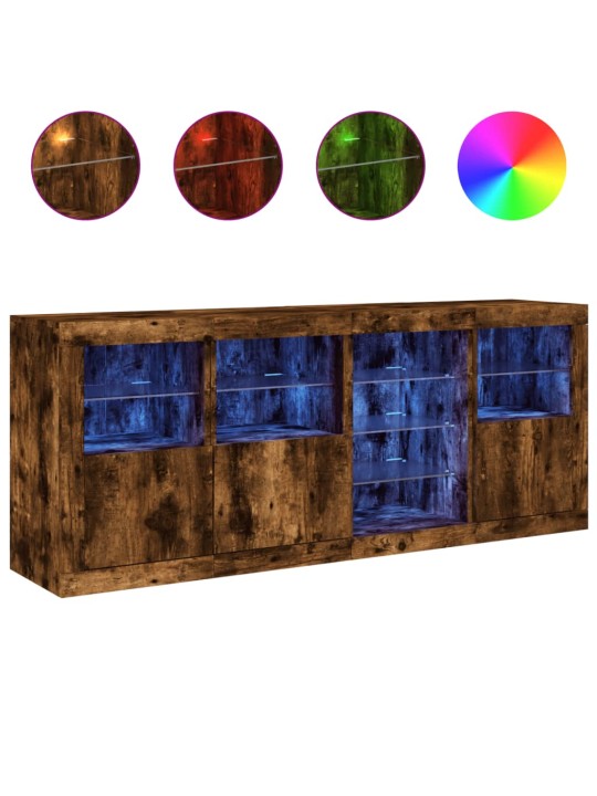 Kumode ar led lampiņām, ozolkoka krāsa, 164x37x67 cm