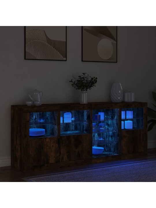Kumode ar led lampiņām, ozolkoka krāsa, 164x37x67 cm