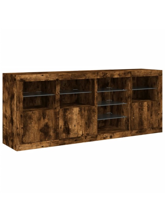 Kumode ar led lampiņām, ozolkoka krāsa, 164x37x67 cm