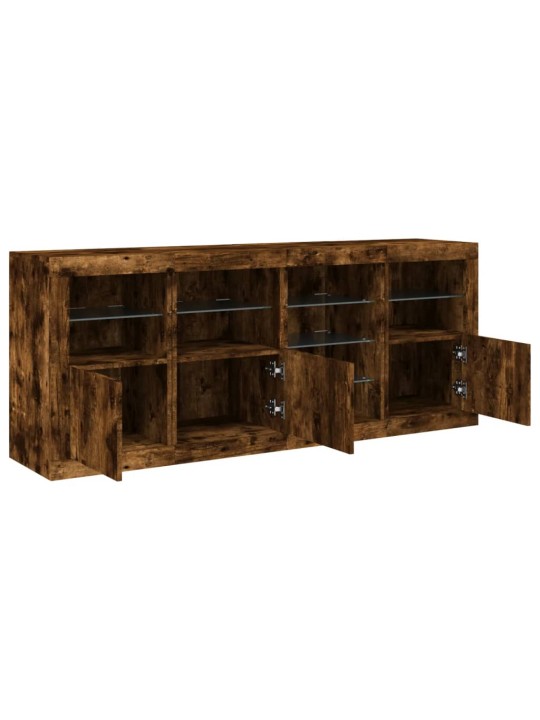 Kumode ar led lampiņām, ozolkoka krāsa, 164x37x67 cm