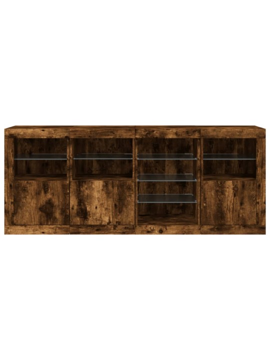 Kumode ar led lampiņām, ozolkoka krāsa, 164x37x67 cm