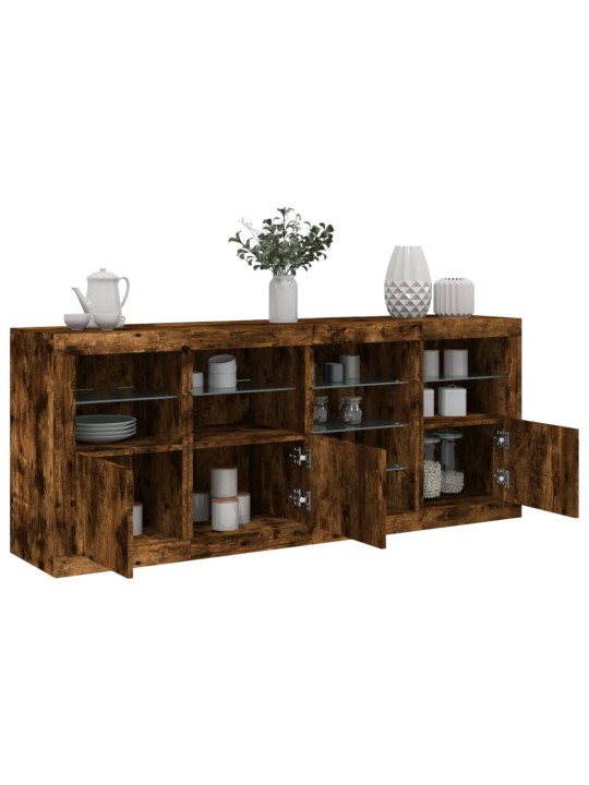 Kumode ar led lampiņām, ozolkoka krāsa, 164x37x67 cm