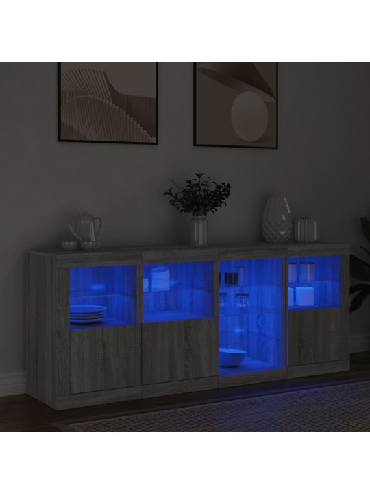 Kumode ar led lampiņām, pelēka ozolkoka krāsa, 164x37x67 cm