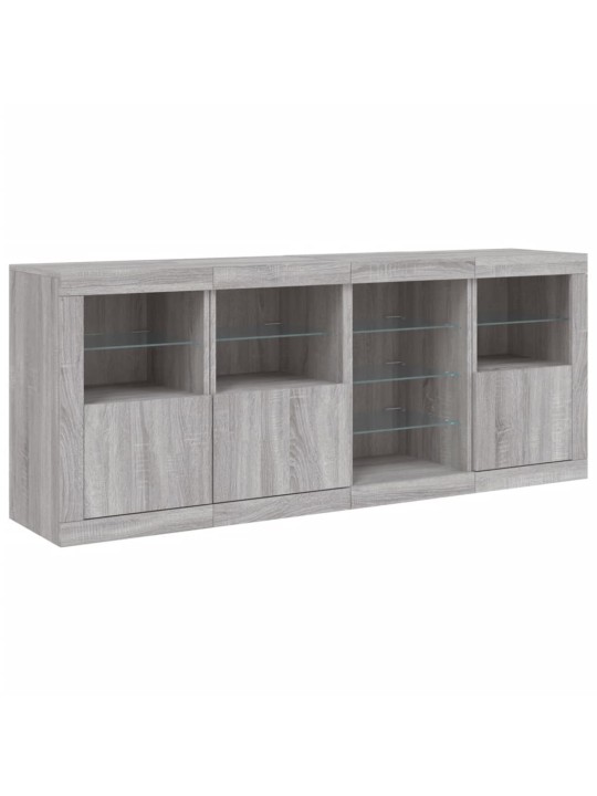 Kumode ar led lampiņām, pelēka ozolkoka krāsa, 164x37x67 cm