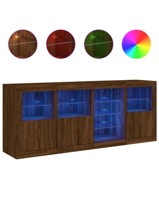 Kumode ar led lampiņām, brūna koka krāsa, 164x37x67 cm