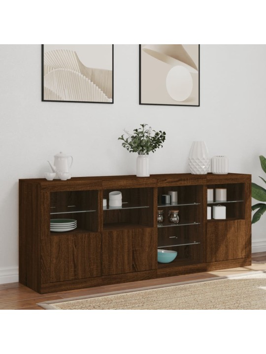 Kumode ar led lampiņām, brūna koka krāsa, 164x37x67 cm