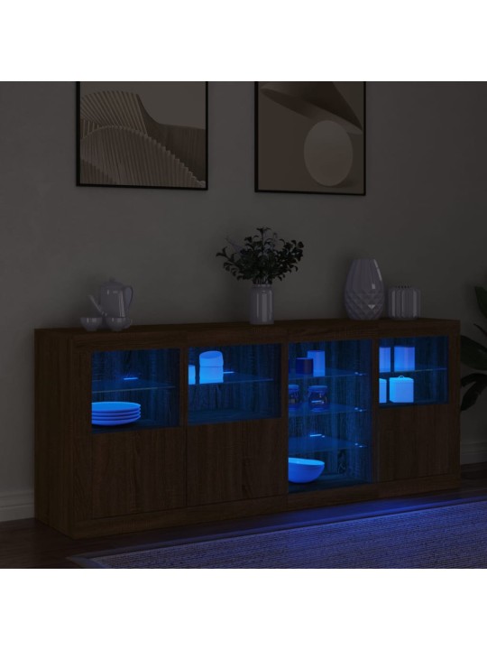 Kumode ar led lampiņām, brūna koka krāsa, 164x37x67 cm
