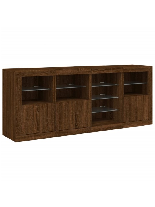 Kumode ar led lampiņām, brūna koka krāsa, 164x37x67 cm