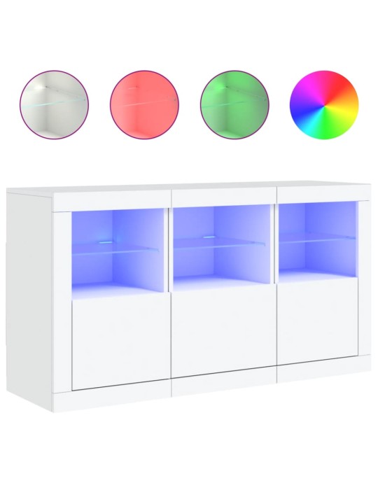 Kumode ar led lampiņām, 123x37x67 cm, balta